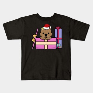 Christmas Wombat in a Present Kids T-Shirt